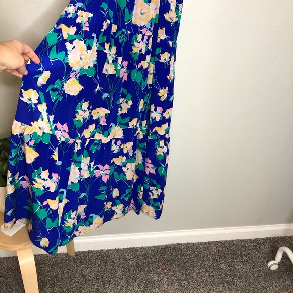Yumi Kim Silk Blue Floral Print Tiered Maxi Dress - Picture 5 of 14